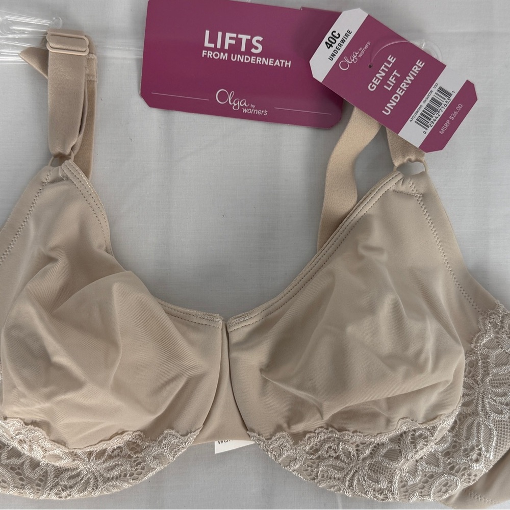 Warner's Tan Full-Coverage Bra with Lace Trim